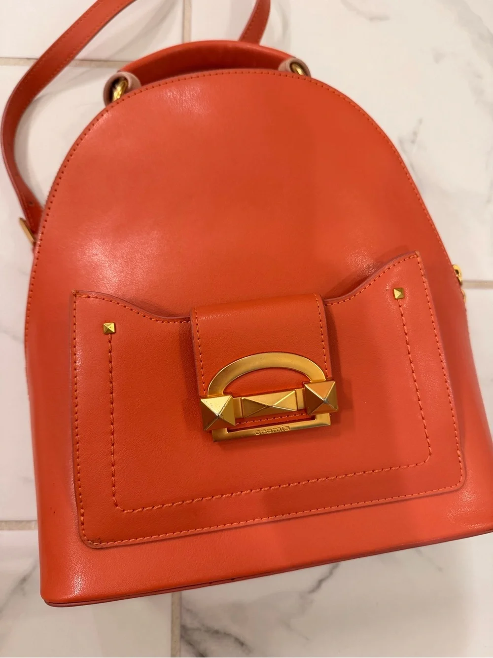 Cromia Elegant Orange Women's Backpack with Gold Hardware